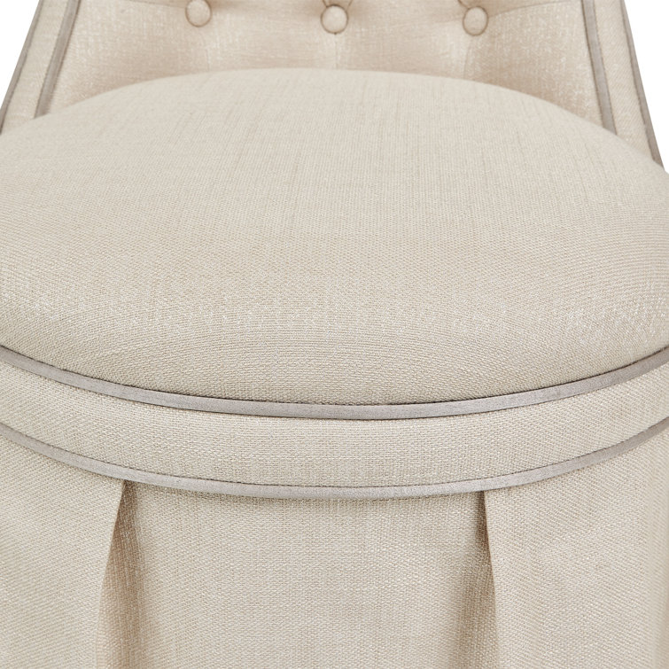 Villa Cherie Birch Hazelnut Vanity Set with Frosted Pearl Linen Bench