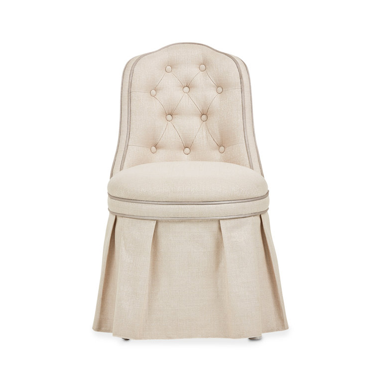 Villa Cherie Birch Hazelnut Vanity Set with Frosted Pearl Linen Bench