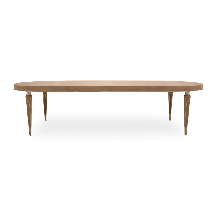 Caramel Mahogany Oval Extendable Dining Table with Chardonnay Accents