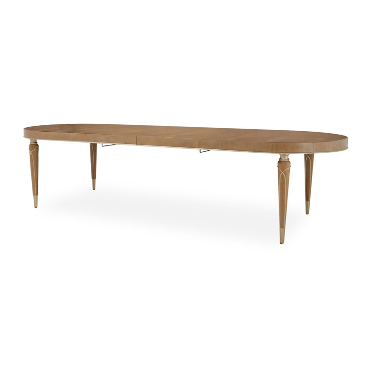 Caramel Mahogany Oval Extendable Dining Table with Chardonnay Accents