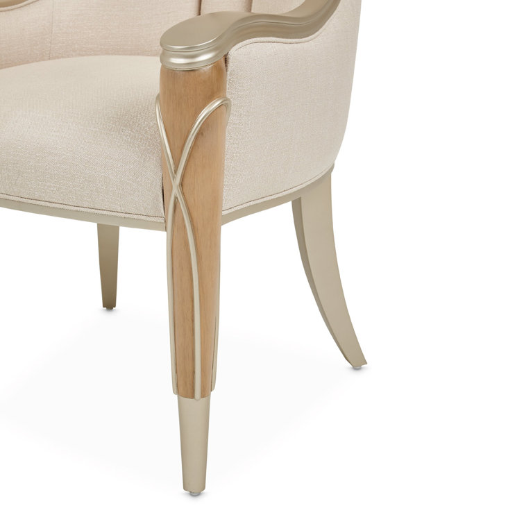 Caramel Frosted Linen Upholstered Birch Arm Chair