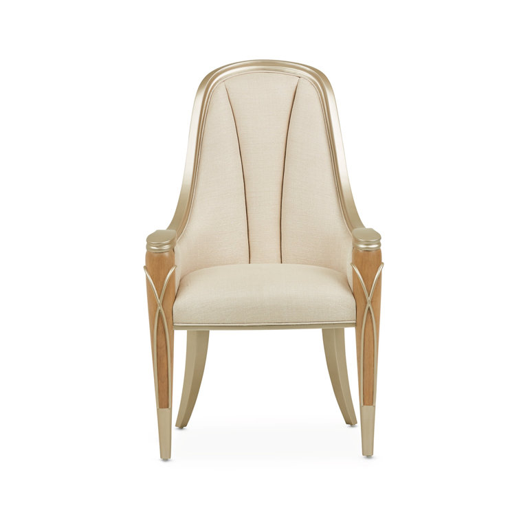 Caramel Frosted Linen Upholstered Birch Arm Chair