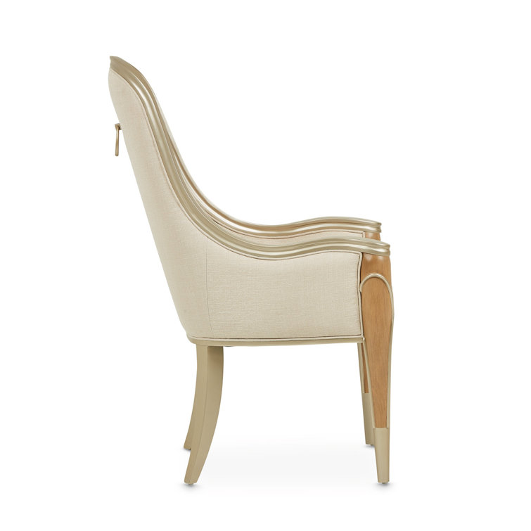 Caramel Frosted Linen Upholstered Birch Arm Chair