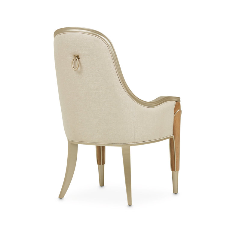 Caramel Frosted Linen Upholstered Birch Arm Chair