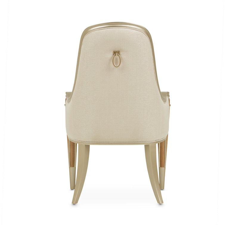 Caramel Frosted Linen Upholstered Birch Arm Chair