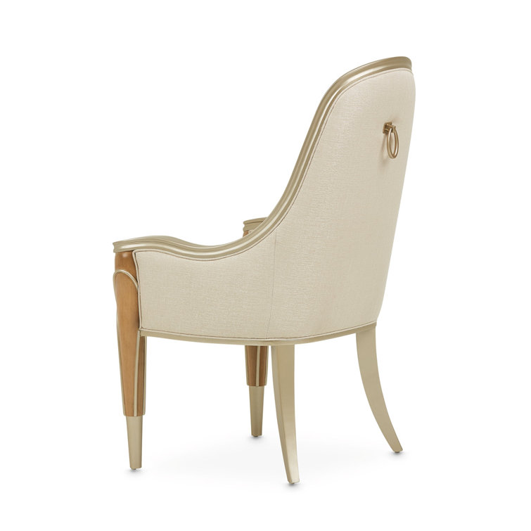 Caramel Frosted Linen Upholstered Birch Arm Chair