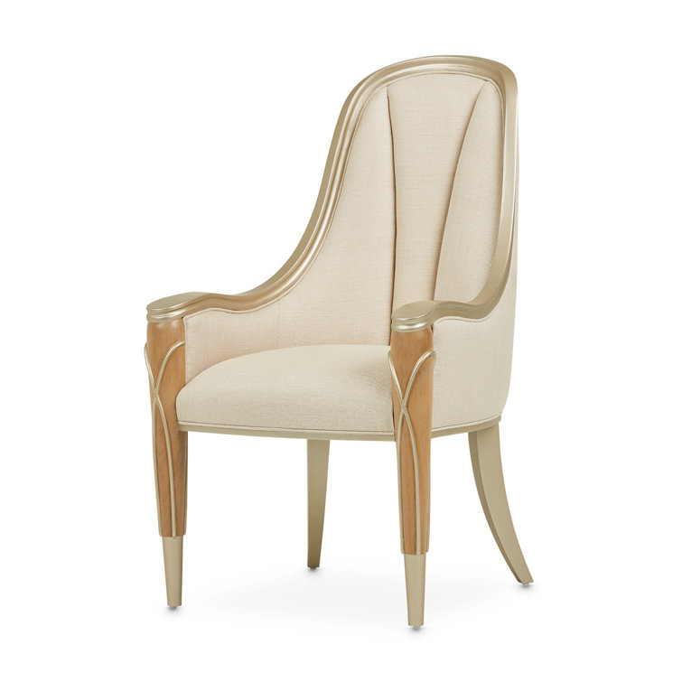 Caramel Frosted Linen Upholstered Birch Arm Chair