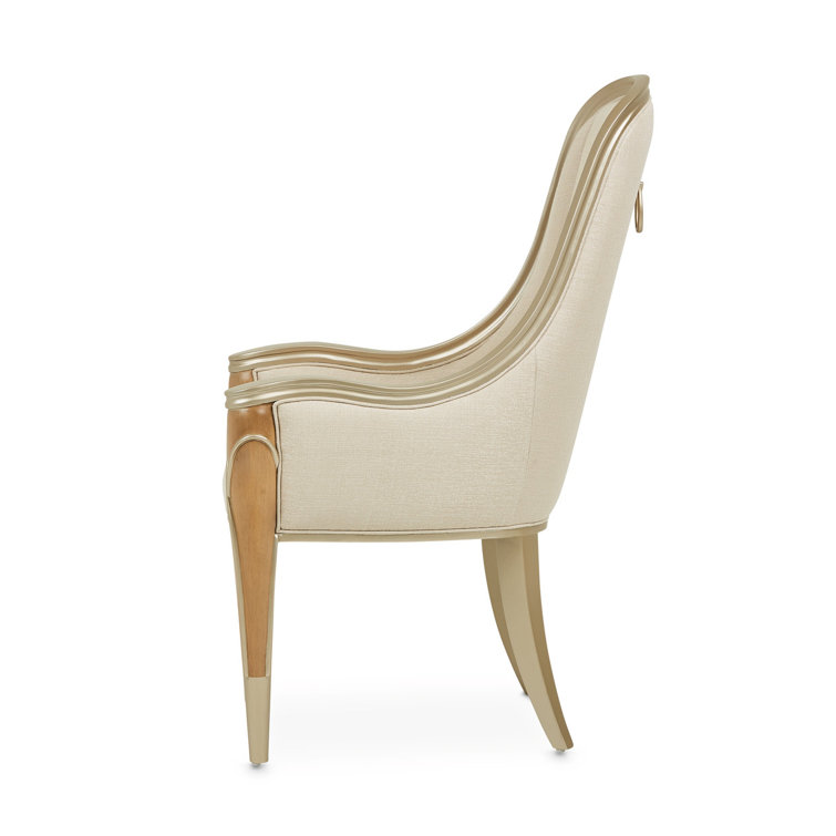 Caramel Frosted Linen Upholstered Birch Arm Chair