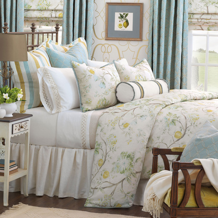 Twin Cotton Blend Floral Ruffled Duvet Cover Set