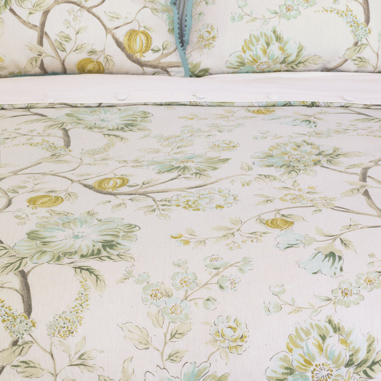 Twin Cotton Blend Floral Ruffled Duvet Cover Set