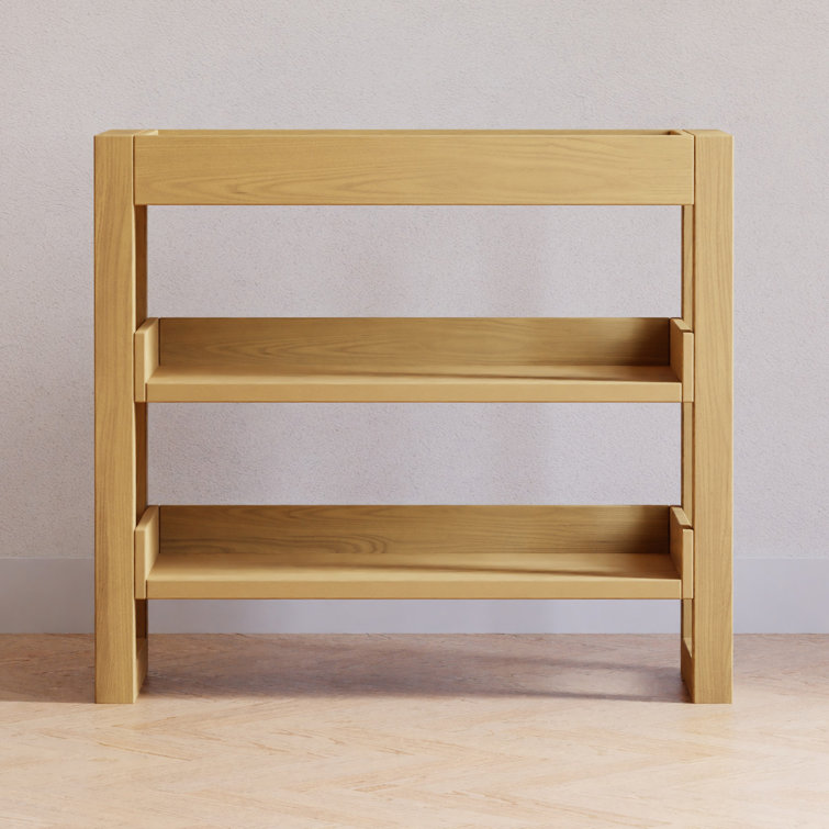 Honey Pine Coastal Changing Table with Open Shelves
