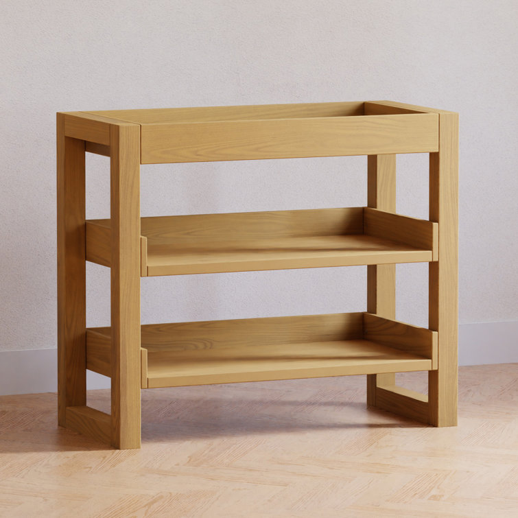 Honey Pine Coastal Changing Table with Open Shelves