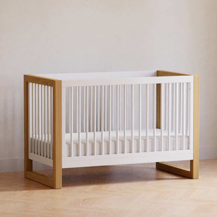 Nantucket White and Honey 3-in-1 Convertible Crib with Toddler Bed Kit