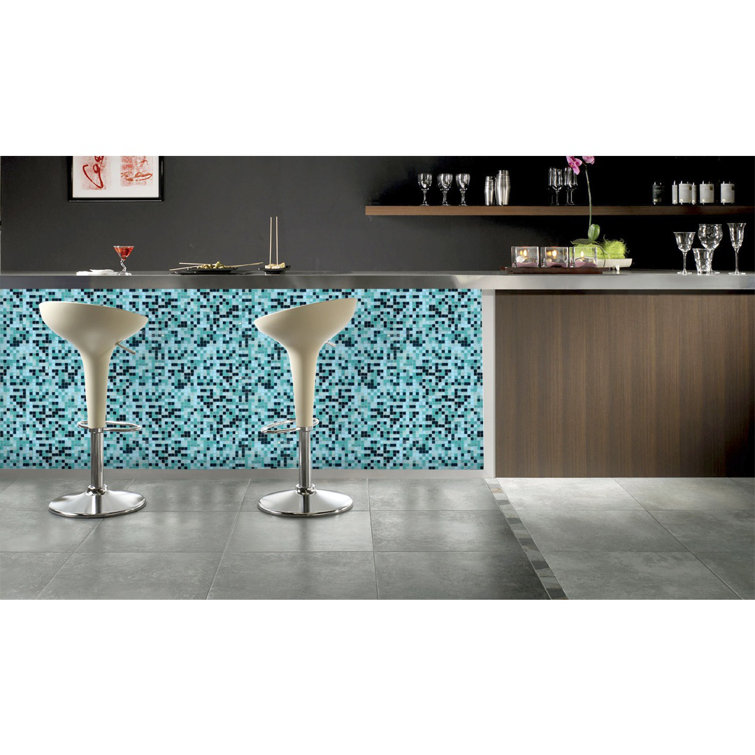 Galaxy 12" x 12" Iridescent Blue Glass Mosaic Tile