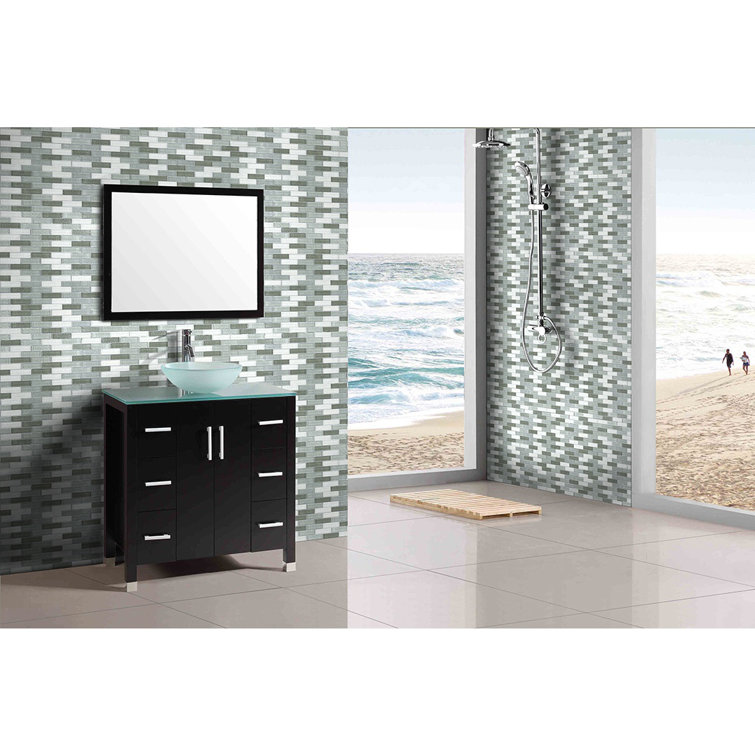 Whistler Gray Textured Glass Brick Mosaic Wall Tile