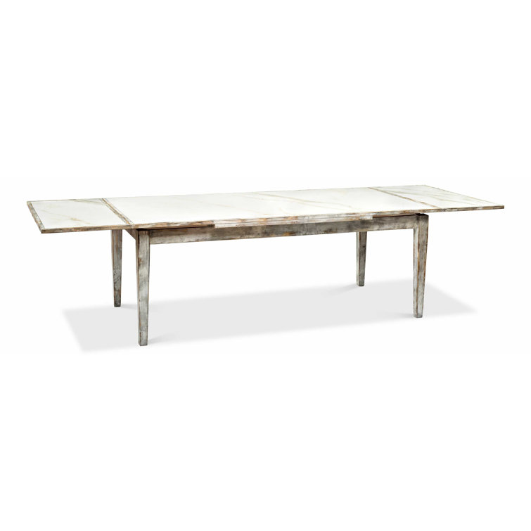 Beige Rectangular Extendable Marble Top Dining Table