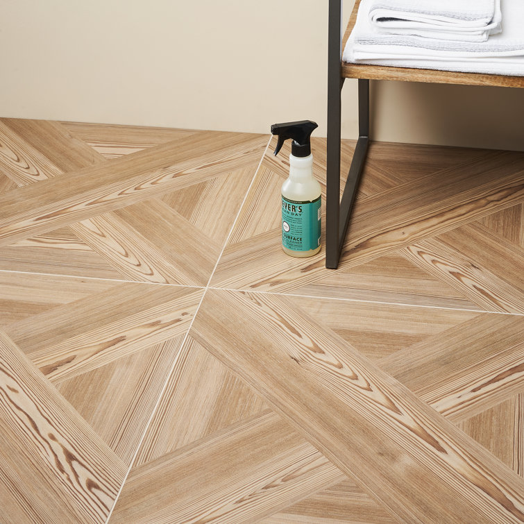 Evergreen 24" x 24" Light Brown Porcelain Wood Look Tile