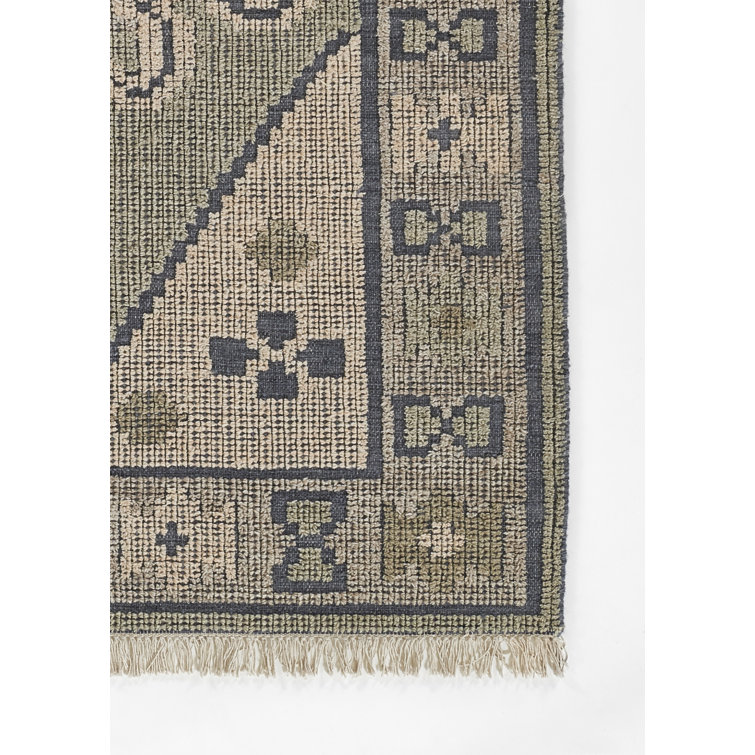 Cielo Blue and Beige Handwoven Wool 9' x 12' Rug