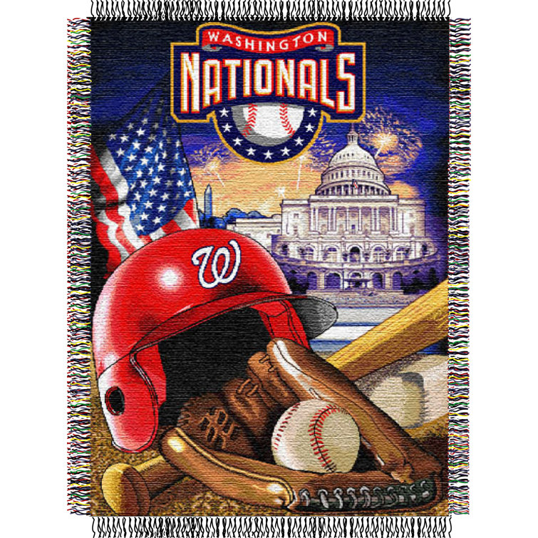 Washington Nationals Red and Blue Woven Tapestry Throw Blanket
