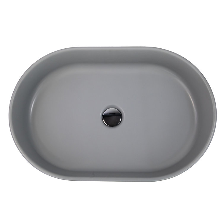 Matte Concrete Oval Ceramic Vessel Bathroom Sink