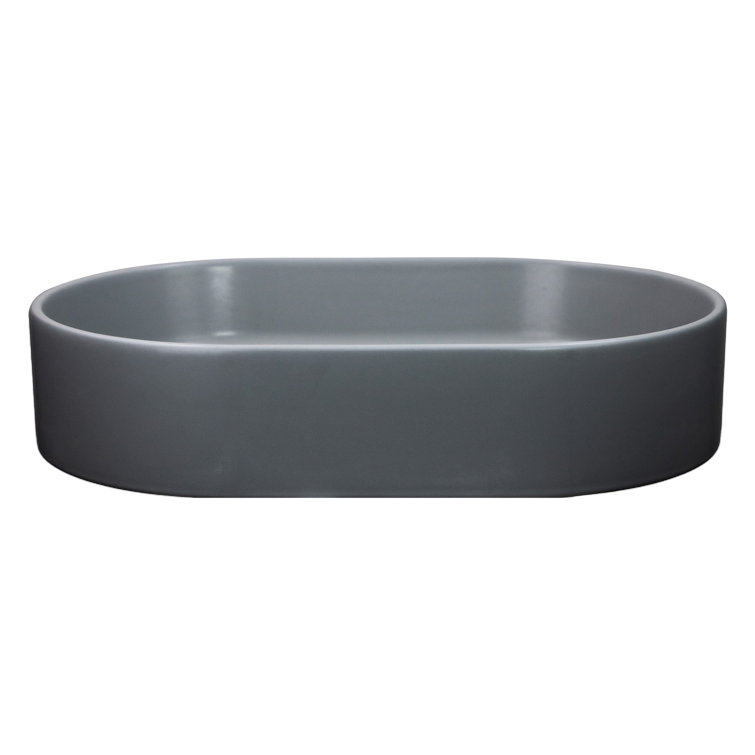 Matte Concrete Oval Ceramic Vessel Bathroom Sink
