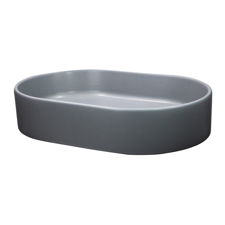 Matte Concrete Oval Ceramic Vessel Bathroom Sink