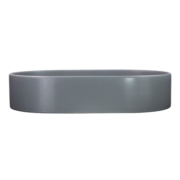 Matte Concrete Oval Ceramic Vessel Bathroom Sink