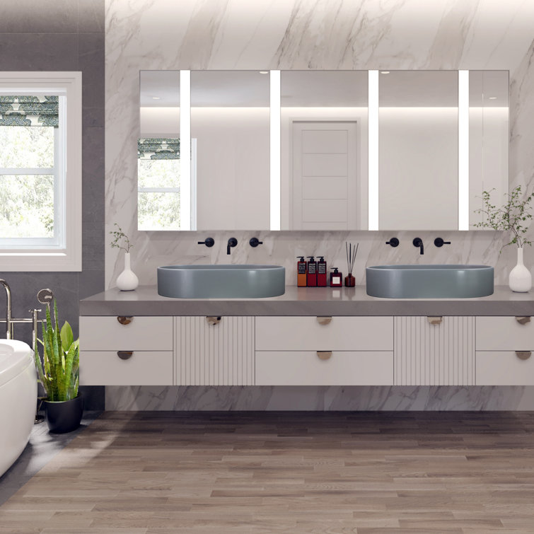 Matte Concrete Oval Ceramic Vessel Bathroom Sink