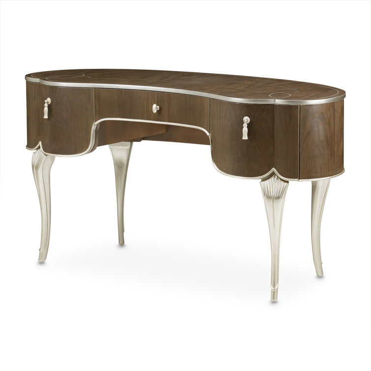 Villa Cherie Birch Hazelnut Vanity Set with Frosted Pearl Linen Bench