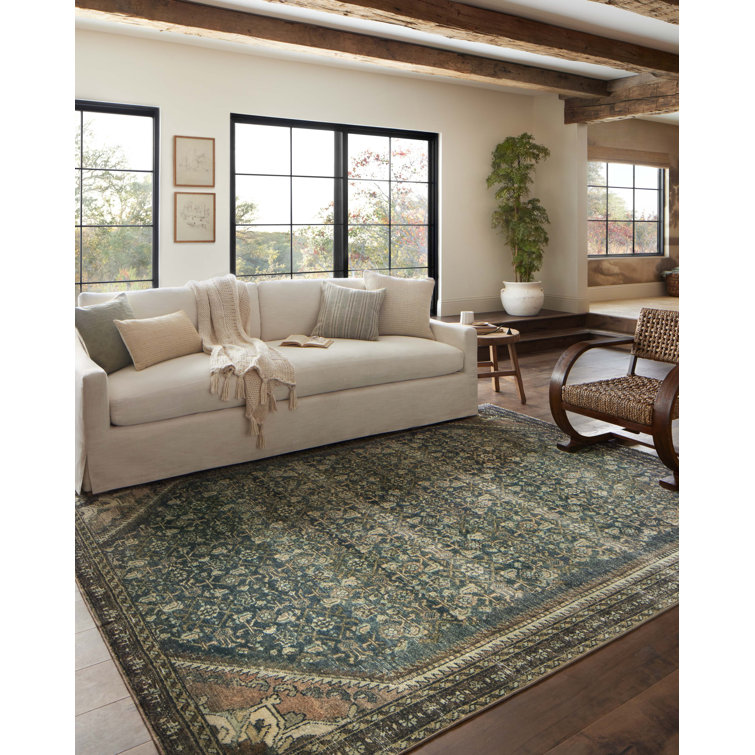 Banks Rectangular Denim & Clay Washable Synthetic Rug