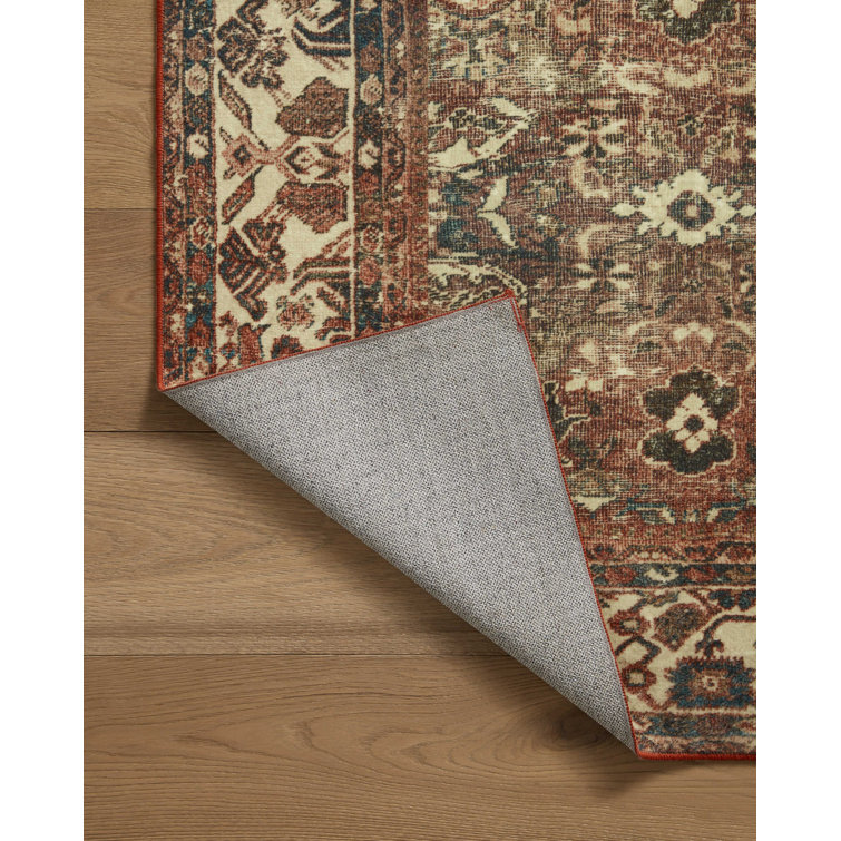Elegant Banks Washable Wool-Synthetic Blend Runner Rug in Brick and Ivory, 2' x 5'