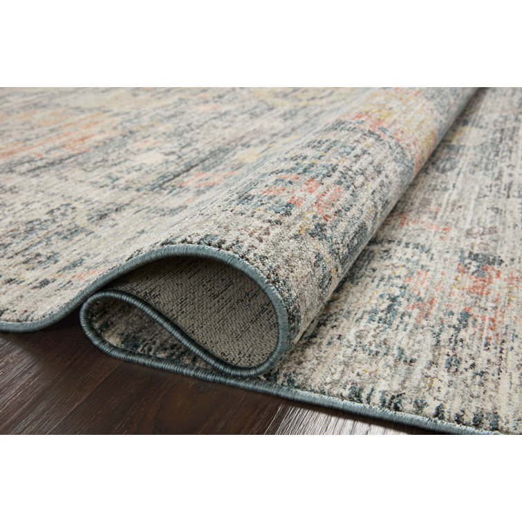 Millie Blue and Multicolor Vintage Rectangular Area Rug