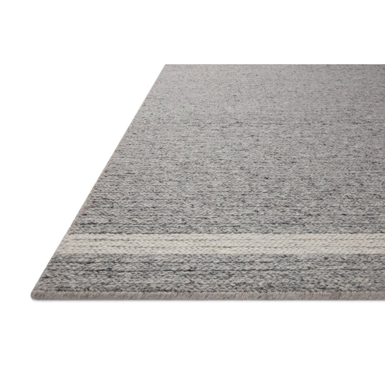 Ivory Stripe Hand-Tufted Wool Area Rug 5' x 7'