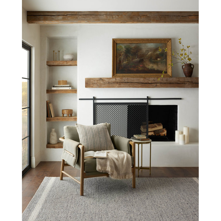 Ivory Stripe Hand-Tufted Wool Area Rug 5' x 7'