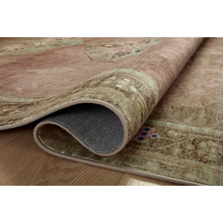 Sinclair Washable Brown & Yellow Synthetic Area Rug, 7'6" x 9'6"