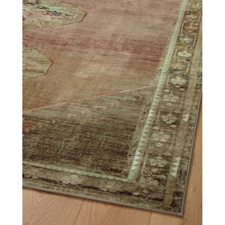 Sinclair Washable Brown & Yellow Synthetic Area Rug, 7'6" x 9'6"
