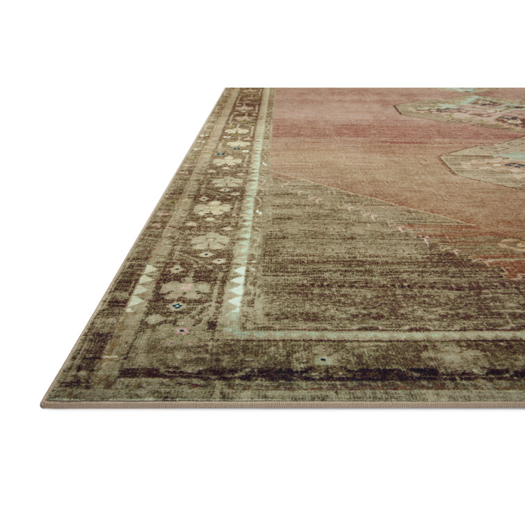Sinclair Washable Brown & Yellow Synthetic Area Rug, 7'6" x 9'6"