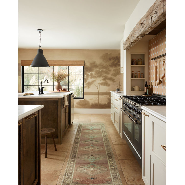 Sinclair Clay Tobacco Washable Polyester Runner Rug 2.6x10