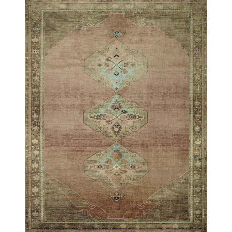 Sinclair Clay Tobacco 9' x 12' Washable Synthetic Area Rug