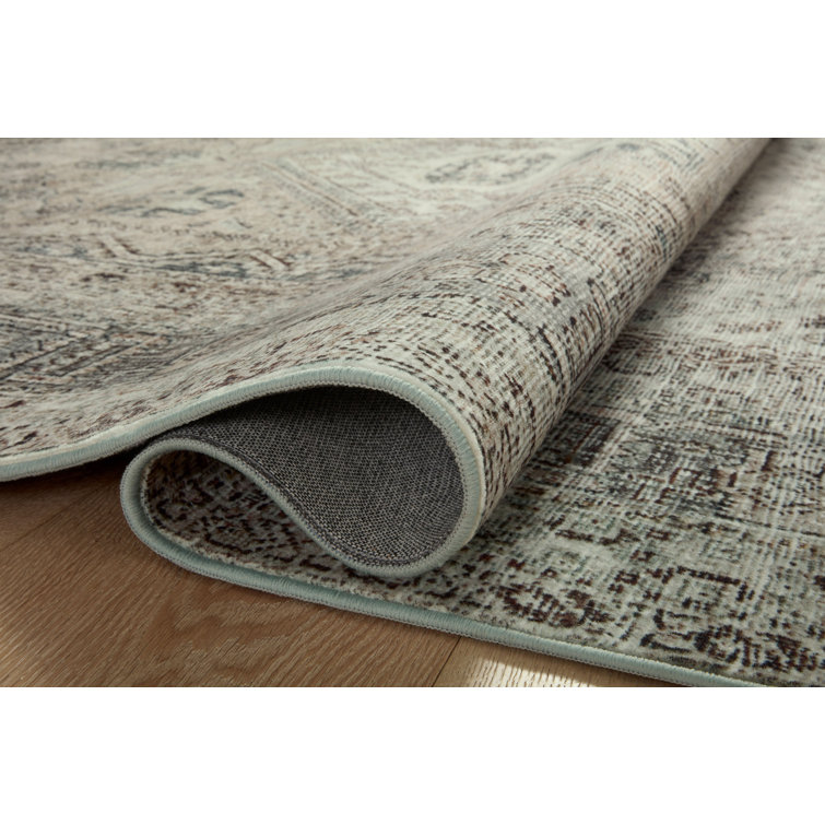 Sinclair Natural and Sage Washable Rectangular Area Rug