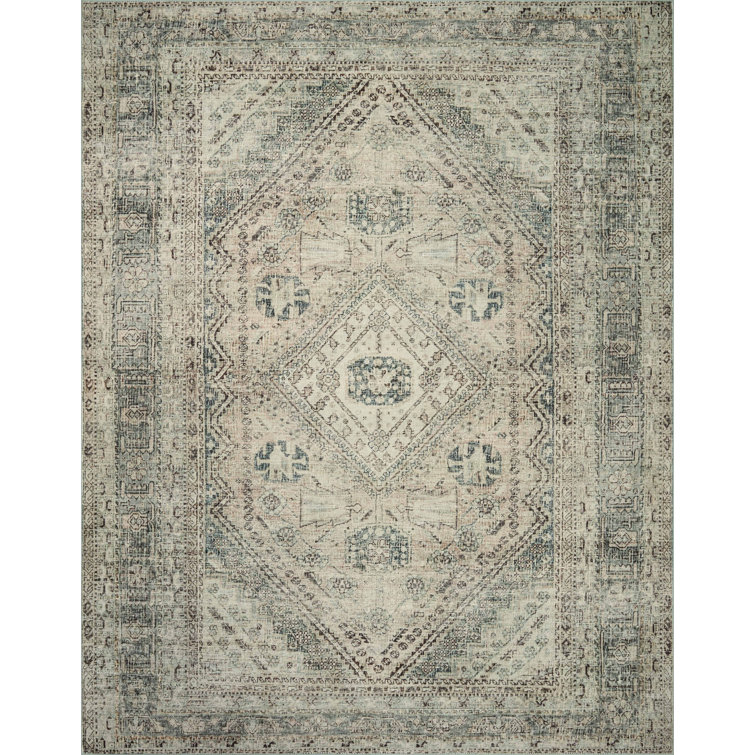 Sinclair Natural and Sage Washable Rectangular Area Rug