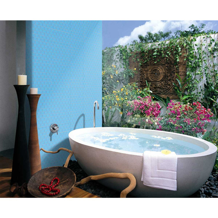 Landscape Blue Glossy Glass Mosaic Tile for Walls and Backsplashes
