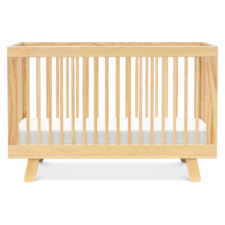 Natural Pine Wood 3-in-1 Convertible Crib with Toddler Rail