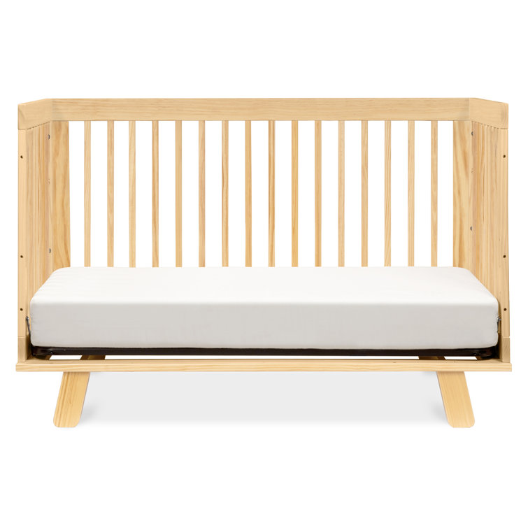 Natural Pine Wood 3-in-1 Convertible Crib with Toddler Rail