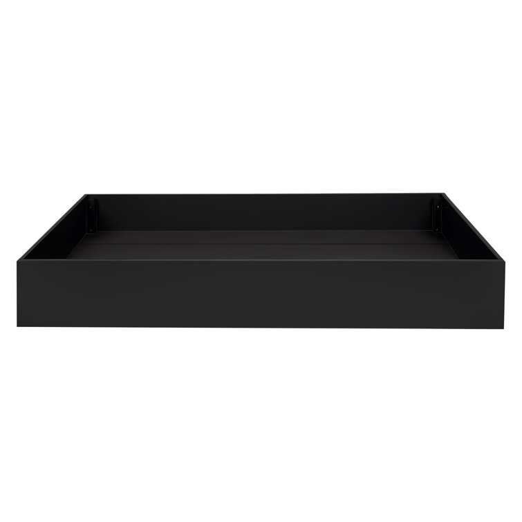 Black Twin Minimalist Wood Trundle Bed with Storage