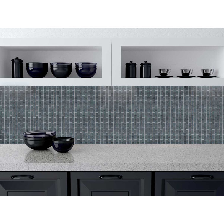 Landscape Gray Glossy Glass Mosaic Tile for Kitchens and Bathrooms