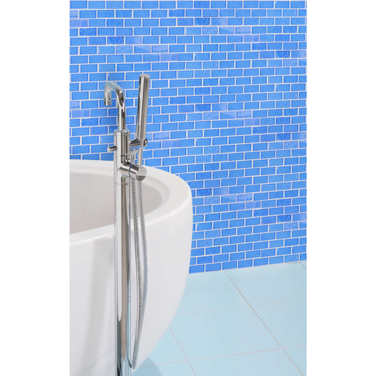Mediterranean Blue Glossy Glass Mosaic Wall Tile