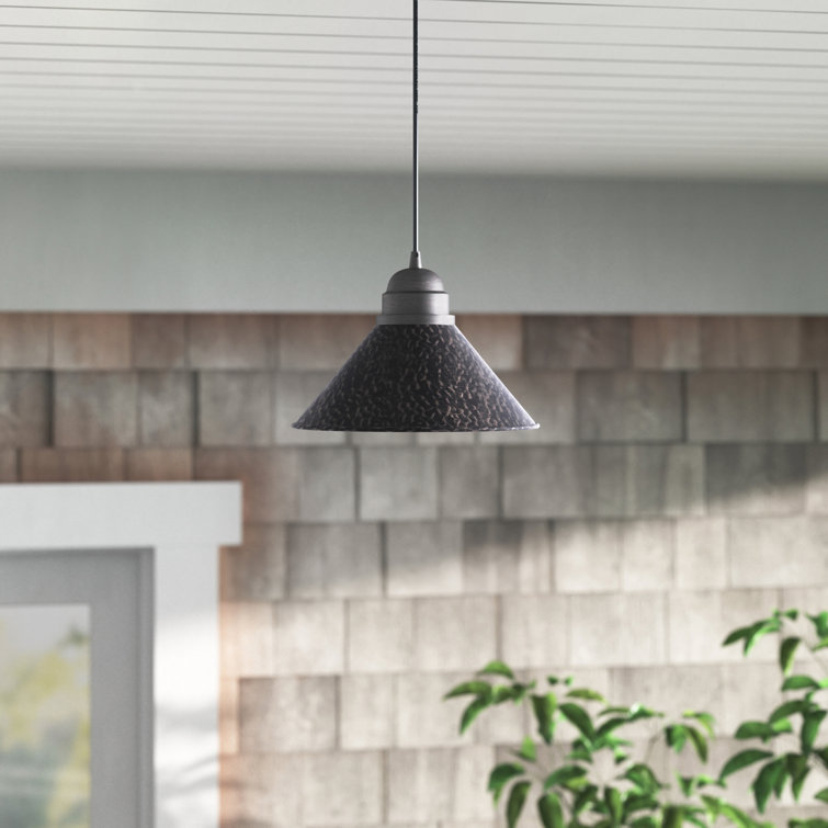 Rustic Outland Aged Iron & Gold Barn Light Pendant 10"