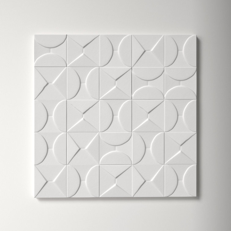 White Geometric Wood Square Wall Art Decor