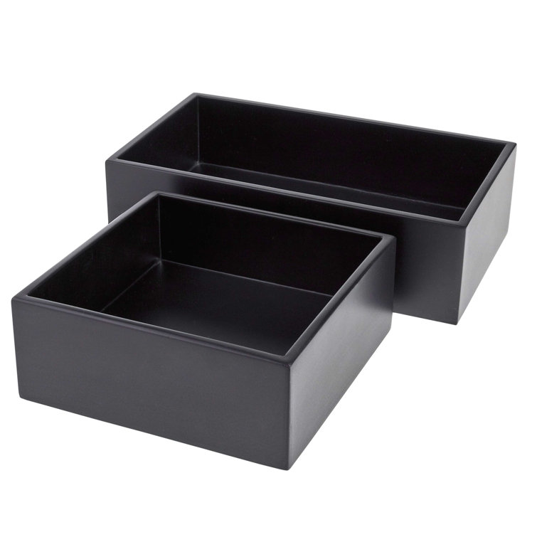 Black Lacquer Wooden Napkin Holder Tray